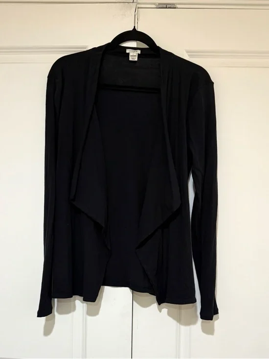 J. Crew Black Open Front 💯% Cotton Lightweight Cardigan - Picture 2 of 5
